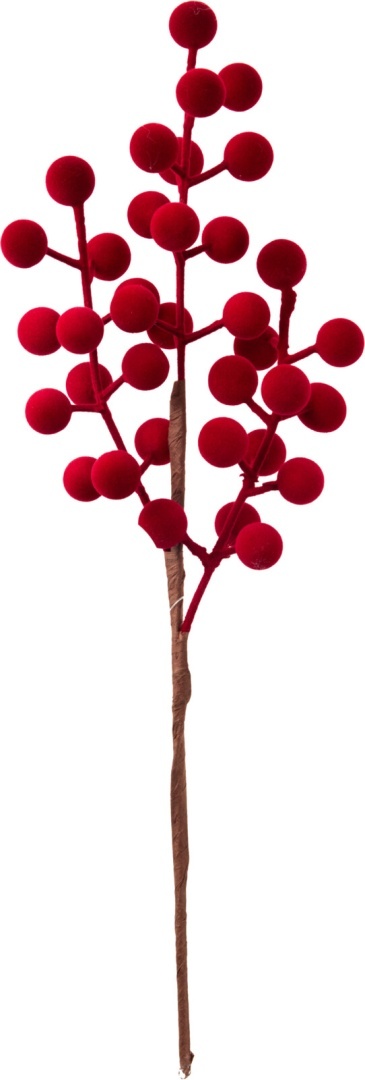 Gałązka 35cm welur burgund kuleczki (546534)