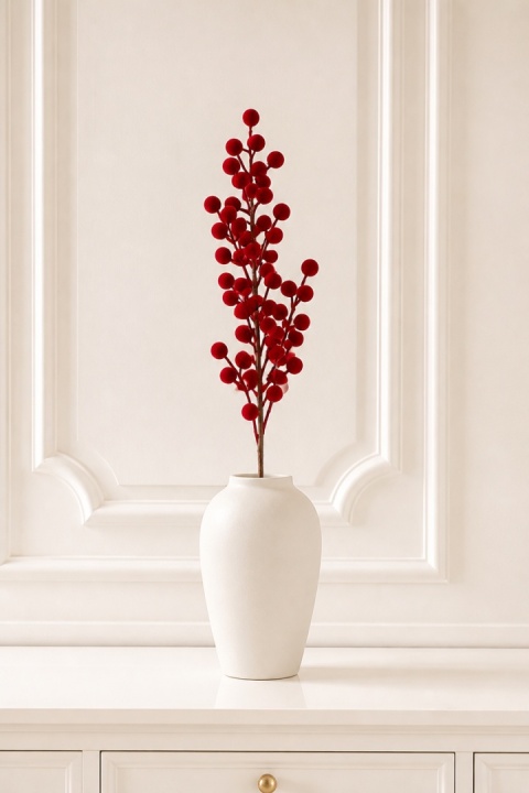 Gałązka 58cm duża welur burgund kuleczki (546535)