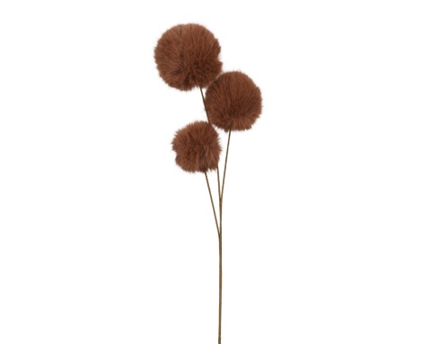 Gałązka 70cm z trzema pomponami brązowymi (701883)