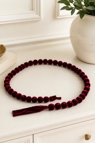 Burgundy velvet bauble garland (4 cm) (186233)