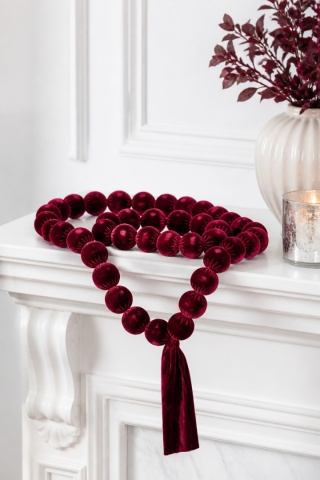 Burgundy velvet bauble garland (6 cm) (186222)
