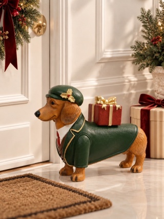 Ceramic dachshund in a green outfit (703759)