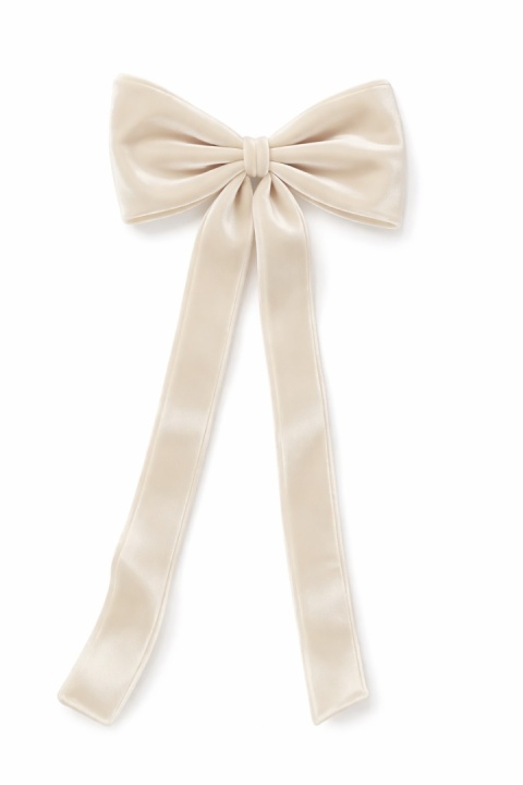 Very large beige velour bow with tails and shaped edges (SX1413)