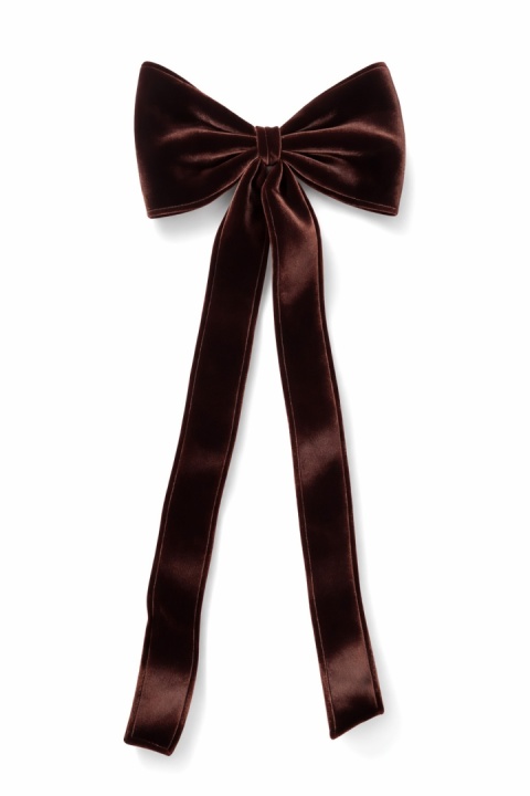 Very large dark brown velvet bow with tails and shaped edges (SX1411)