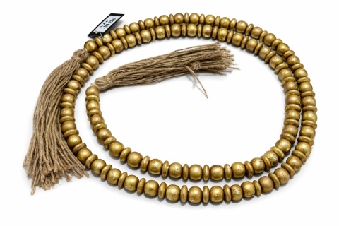 Korale z drewna złoty mat dł.180cm (IB0057)