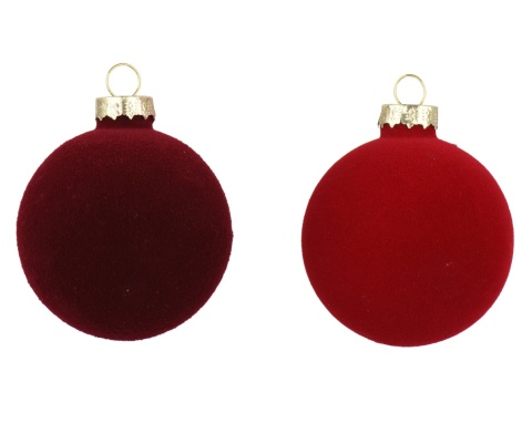 Kpl.10szt bombki szklane fi 6cm welur mix bordo (062273)