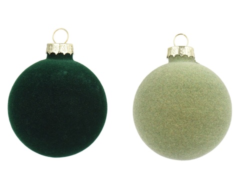 Kpl.6szt bombki szklane fi 8cm welur mix zieleń (062284)