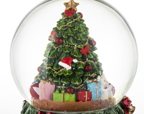 11 cm water globe, moving Christmas tree and base, music box (131594)