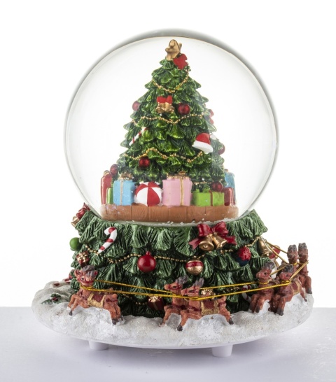 11 cm water globe, moving Christmas tree and base, music box (131594)