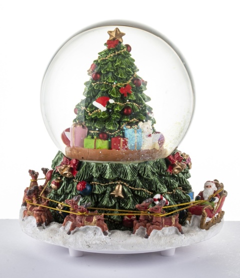 11 cm water globe, moving Christmas tree and base, music box (131594)