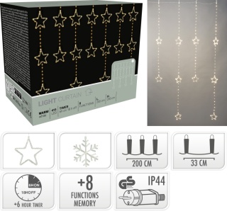 Kurtyna 200x200cm 408LED ciepła śnieżynki 8f. (AVX100690) timer wew/zew