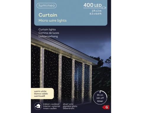 Kurtyna drucik 200x190cm 400LED ciepła timer (496828)