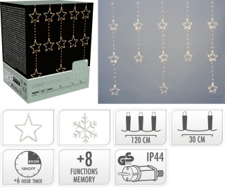 Kurtynka120x120cm 232LED ciepła 8f. śnieżynki timer (AVX100660)