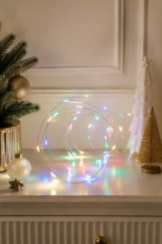 80 LED outdoor wire lights, colorful, 8 functions + timer, 395 cm, battery-powered (AX9732720)