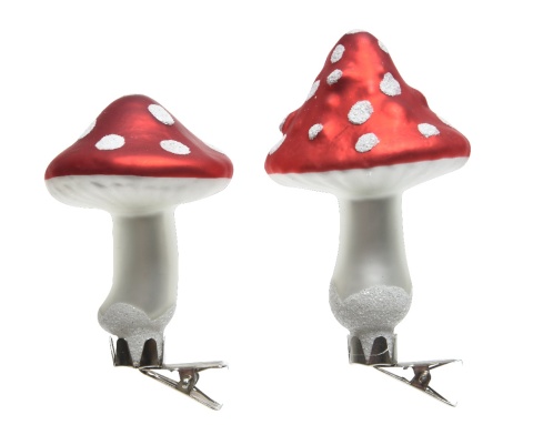 Muchomorki szklane na klipsie płaskie kpl 3szt 8cm (129241)