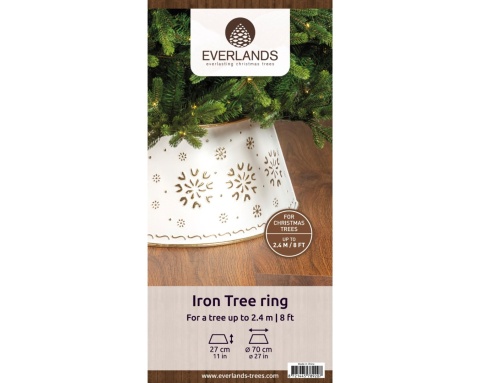 Metal Christmas tree stand cover for 2.4m tree, white and gold (685424)