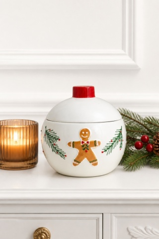 Ceramic gingerbread-style container 16 cm (8266)