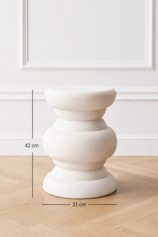 Stolik okrągły fi 31cm metalowy dekoracyjny ecru (541947)