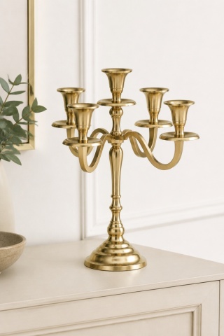 Gold metal 5-candle holder (545663)(B)