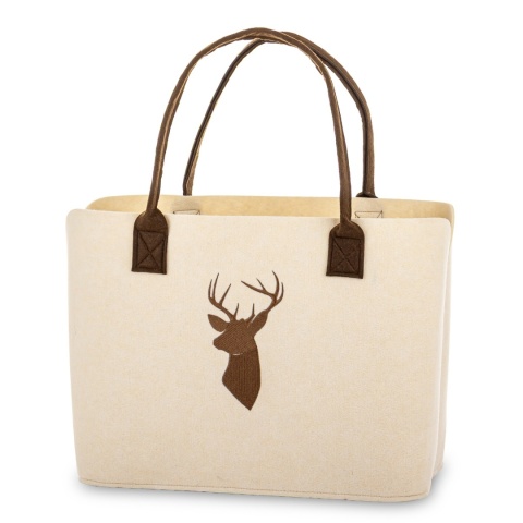 Natural ecru felt bag with reindeer (185636)