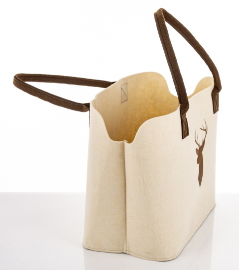 Natural ecru felt bag with reindeer (185636)