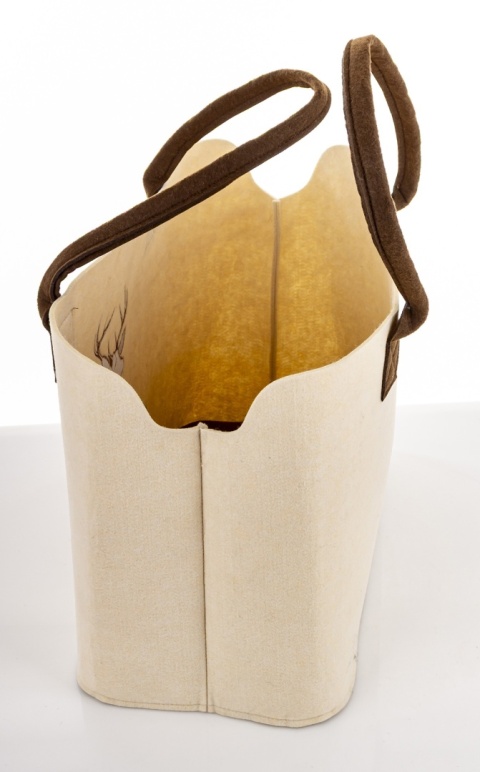 Natural ecru felt bag with reindeer (185636)