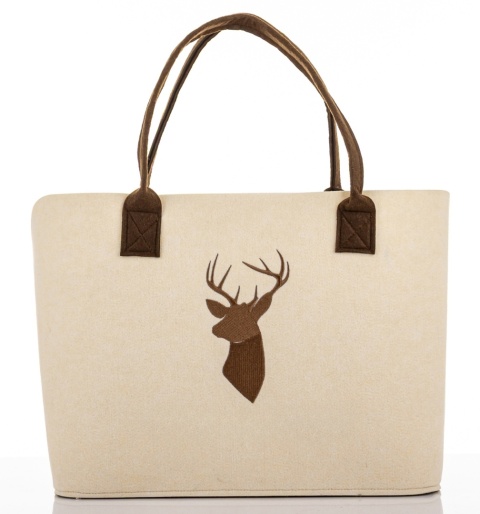Natural ecru felt bag with reindeer (185636)
