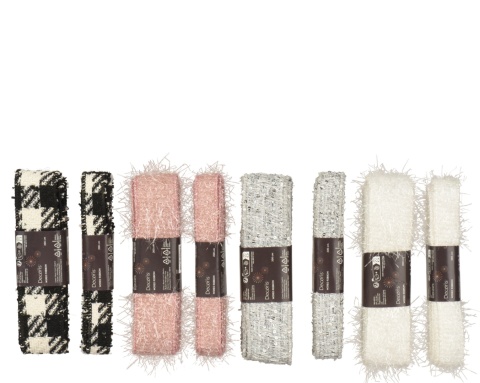 "Coco Elegance" ribbon, silver and white, shaped edge (201898)