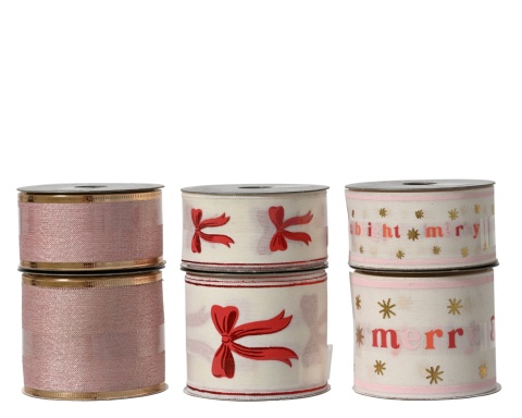 Wstążka materiałowa beżowa "Merry bright" (201901)szeroka