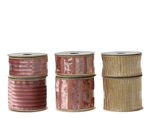 Wstążka welur róż prążki (512111)szeroka