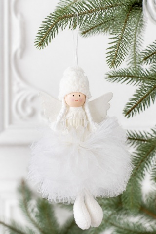 Angel hanging decoration with white tulle skirt (547002)