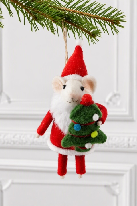 Santa Mouse with Christmas Tree Hanging Ornament (545364) (G)