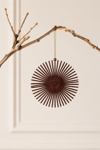 Copper glitter rosette hanging decoration, 11.5 cm diameter (520742)