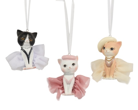 Zawieszka kotka elegantka różowe ubranko poliresin (703634)
