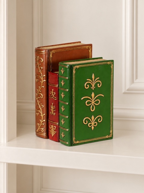 Set of three polyresin LED books with timer (480873)