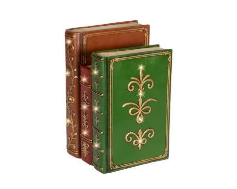 Set of three polyresin LED books with timer (480873)