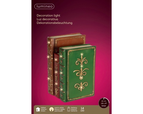 Set of three polyresin LED books with timer (480873)