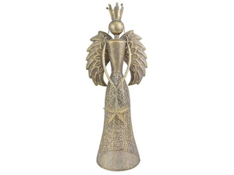 Anioł metalowy z gwiazdą "starzony" (TG83339)
