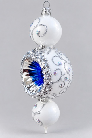 Bombka Wisior ornament z reflektorem: SREBRZYSTY SZAFIR