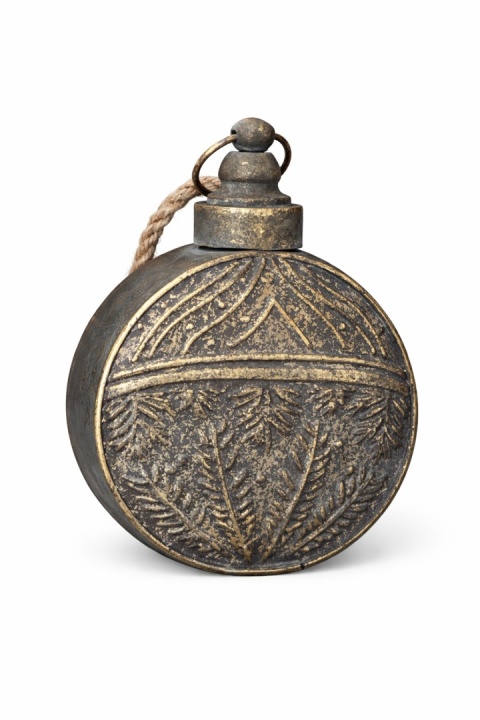 Bombka metalowa płaska "antique" przecierana mała (SX0809)