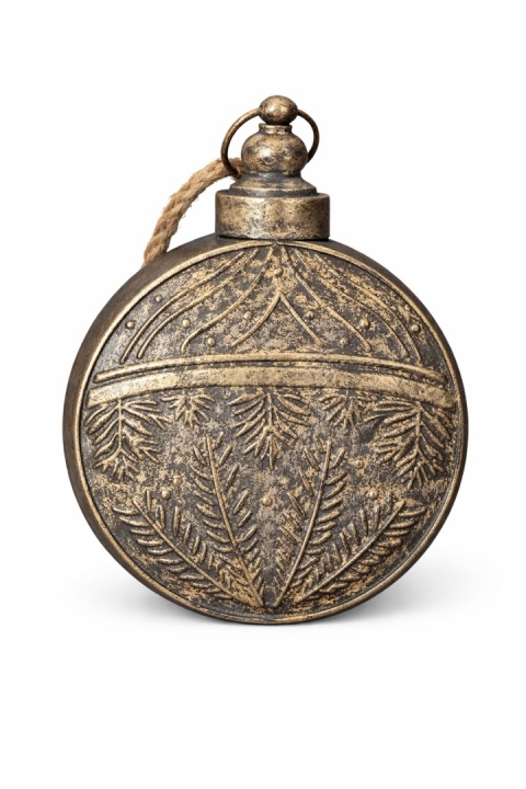Bombka metalowa płaska "antique" przecierana średnia (SX0810)
