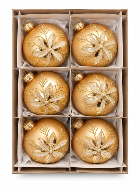 Bombka szklana 8cm ZŁOTY ORNAMENT (TG83254-2)