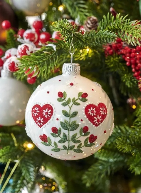Bombki 120 dekorowane ornament op.4szt.: NA FOLKOWĄ NUTĘ