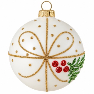 Bombki 120 dekorowane ornament op.4szt.: ZŁOTA KOKARDKA