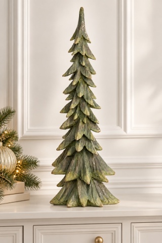 Choinka ceramiczna 63cm strzępiasta szałwia + złoto wysoka (OZB06294)
