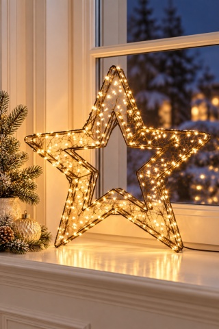 Openwork LED star warm standing/hanging large (171273)