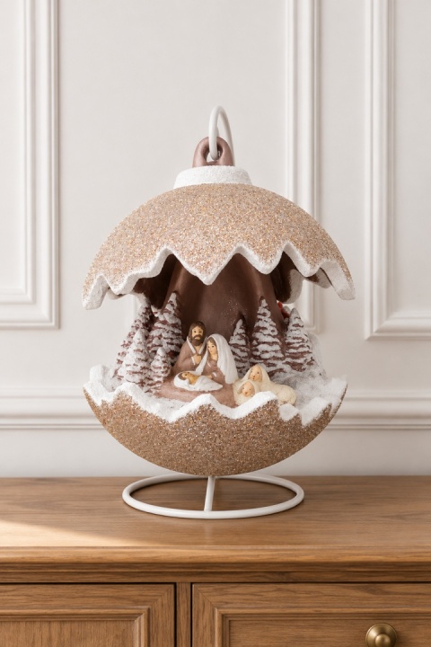Kula ceramiczna 22cm LED szopka multi brokat