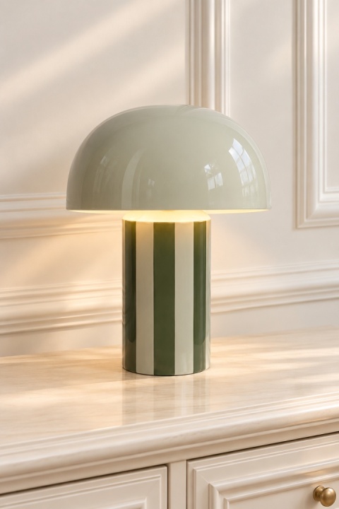 Lampa metalowa szałwia zielone pasy duża (ART21032)