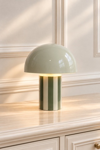 Lampa metalowa szałwia zielone pasy niska (ART21036)