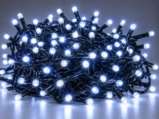 Lampki LED 400L transformator zimne + zimny flesh 20m dekororacji (2/20/FLE/CW+WW) zielony kabel wew/zew